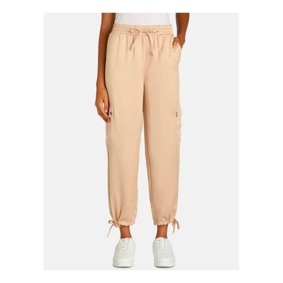 Time and Tru Satin Jogger Cargo Mid Rise Pants - Picture 1 of 4
